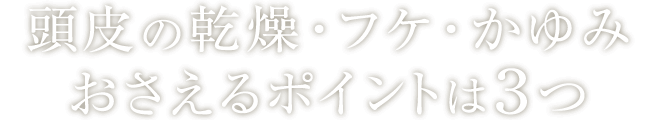 頭皮の乾燥・フケ・かゆみを抑えるポイントは３つ